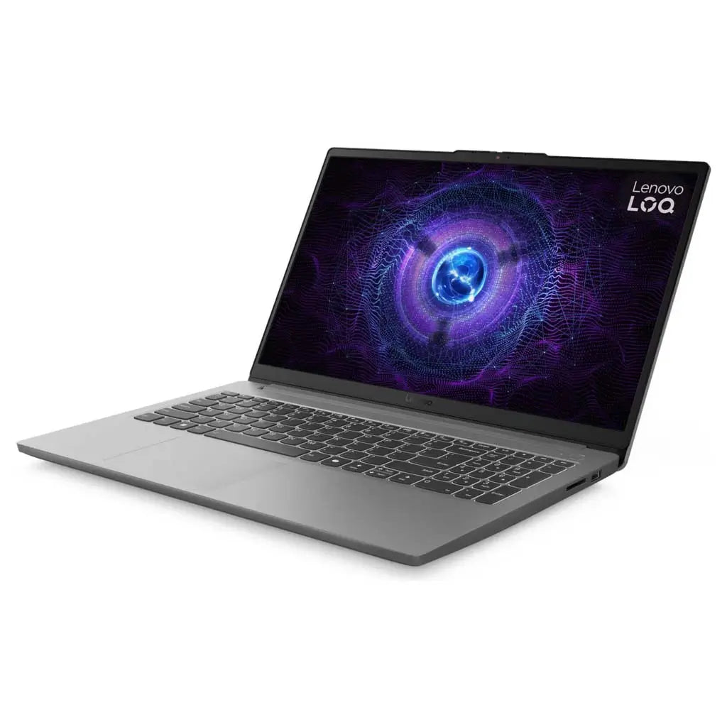 Lenovo LOQ 15IAX9E gaming laptop in Luna Grey with the lid open, showcasing the 15.6-inch FHD display and keyboard, available for purchase in Dubai.
Lenovo LOQ 15IAX9E gaming laptop in Luna Grey with the lid open, showcasing the 15.6-inch FHD display and keyboard, available for purchase in Dubai.